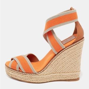 Tory Burch Tri-color Fabric Adonis Espadrille Wedge sandal size 9